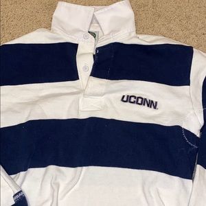 Vintage UConn Long Sleeve Polo top stripes